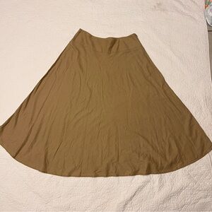 Ashley Stewart Skirt Women’s 14W tan Linen Blend Long Flare Side Zip A Line new